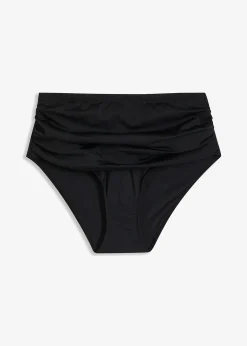 Bas de maillot taille haute sculptant à fronces, maintien léger
