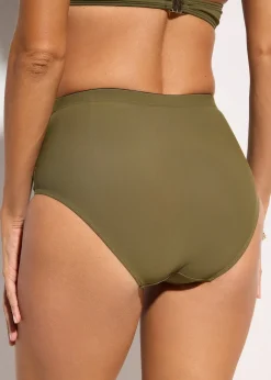Bas de maillot taille haute sculptant à fronces, maintien léger