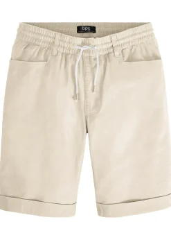 Bermuda à taille élastiquée en lin mélangé, Regular