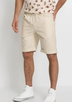 Bermuda à taille élastiquée en lin mélangé, Regular