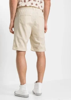 Bermuda à taille élastiquée en lin mélangé, Regular