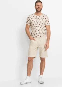 Bermuda à taille élastiquée en lin mélangé, Regular