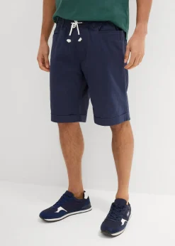 Bermuda à taille élastiquée en lin mélangé, Regular
