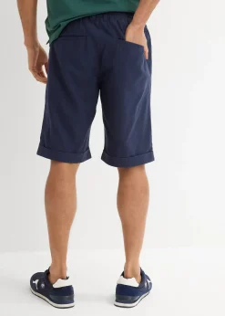 Bermuda à taille élastiquée en lin mélangé, Regular