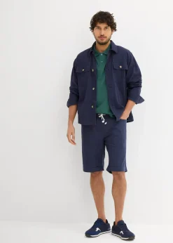 Bermuda à taille élastiquée en lin mélangé, Regular