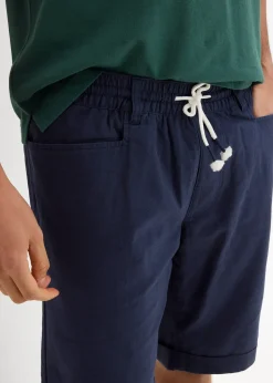 Bermuda à taille élastiquée en lin mélangé, Regular