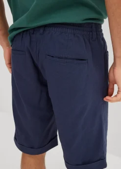 Bermuda à taille élastiquée en lin mélangé, Regular