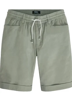 Bermuda à taille élastiquée en lin mélangé, Regular