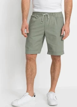Bermuda à taille élastiquée en lin mélangé, Regular