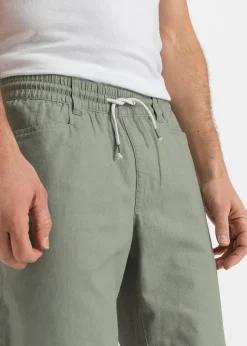 Bermuda à taille élastiquée en lin mélangé, Regular