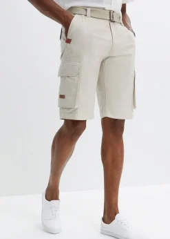 Bermuda cargo avec ceinture et taille élastiquée, Regular