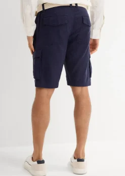 Bermuda cargo avec lin et ceinture, Regular