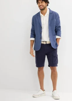 Bermuda cargo avec lin et ceinture, Regular
