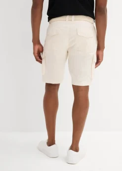 Bermuda cargo avec lin et ceinture, Regular