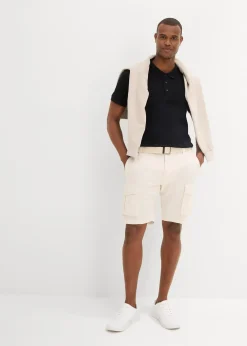 Bermuda cargo avec lin et ceinture, Regular