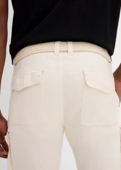 Bermuda cargo avec lin et ceinture, Regular
