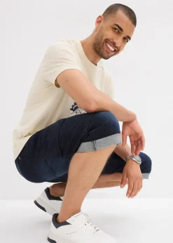 Bermuda cargo en jean extensible, regular
