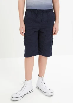 Bermuda cargo regular 100% coton, taille élastiquée