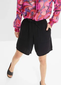 Bermuda en gaze de coton avec taille élastiquée