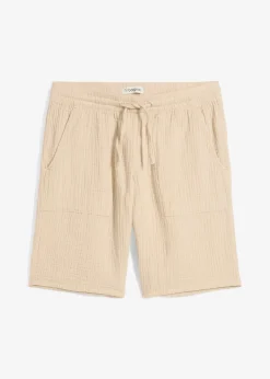 Bermuda en gaze de coton avec taille élastiquée