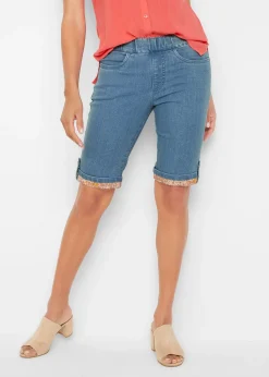 Bermuda en jean avec revers coloré