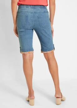 Bermuda en jean avec revers coloré