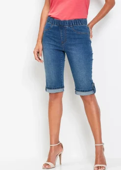 Bermuda en jean avec taille entièrement élastiquée