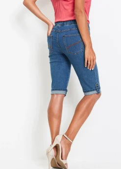 Bermuda en jean avec taille entièrement élastiquée