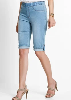 Bermuda en jean avec taille entièrement élastiquée