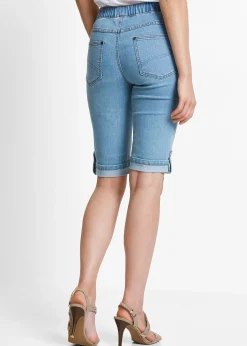 Bermuda en jean avec taille entièrement élastiquée