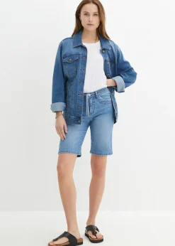 Bermuda en jean, coupe slim, taille mi-haute