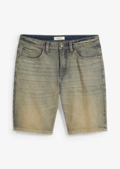 Bermuda en jean délavé effet sali, Regular