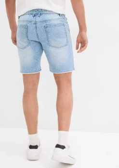 Bermuda en jean extensible à finitions effilochées, loose