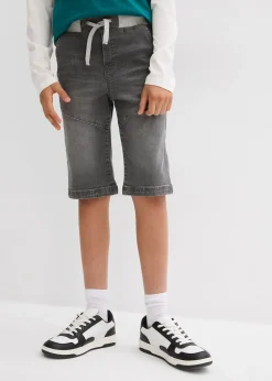 Bermuda en jean extensible à taille élastiquée, Regular