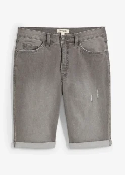 Bermuda en jean extensible, base retroussée, regular