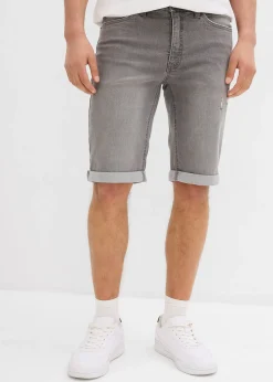 Bermuda en jean extensible, base retroussée, regular