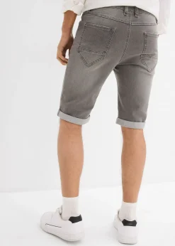 Bermuda en jean extensible, base retroussée, regular