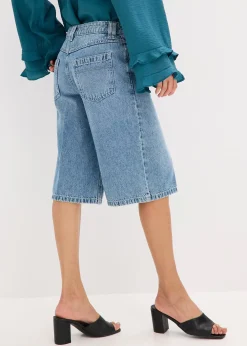 Bermuda en jean taille mi-haute, peu extensible