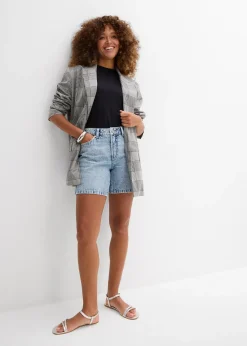 Bermuda en jean taille mi-haute, peu extensible
