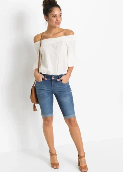 Bermuda en jean, taille mi-haute