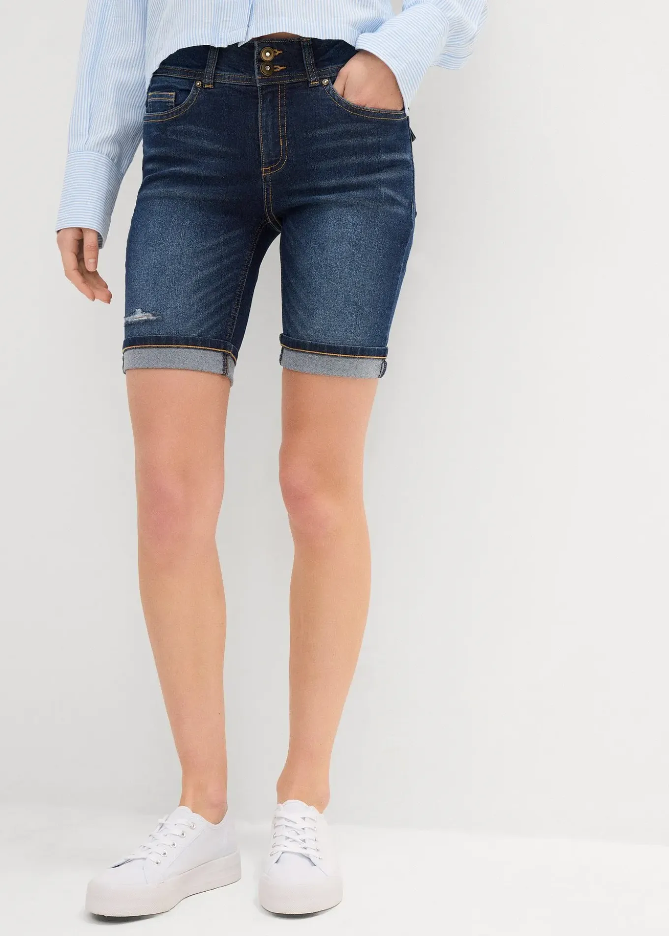 Bermuda en jean, taille mi-haute