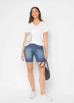 Bermuda en jean, taille mi-haute