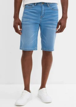 Bermuda en sweat effet jean, coupe ventre confort, regular