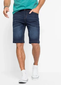 Bermuda en sweat effet jean, coupe ventre confort, regular