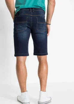Bermuda en sweat effet jean, coupe ventre confort, regular