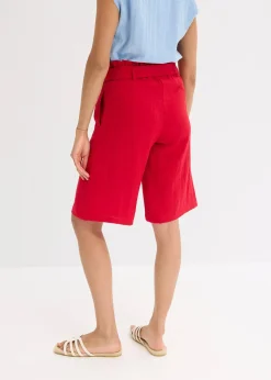 Bermuda fluide en viscose mélangée, taille élastiquée