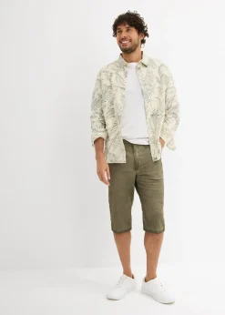 Bermuda long en toile délavée, regular