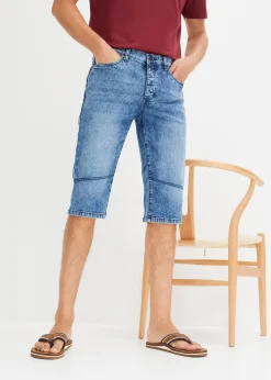 Bermuda long et léger en jean extensible, Regular