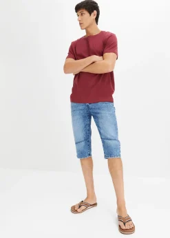 Bermuda long et léger en jean extensible, Regular