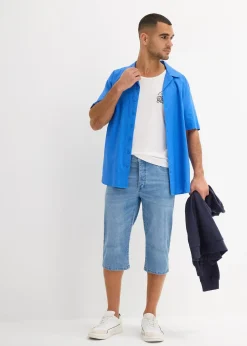 Bermuda long et léger en jean extensible, Regular